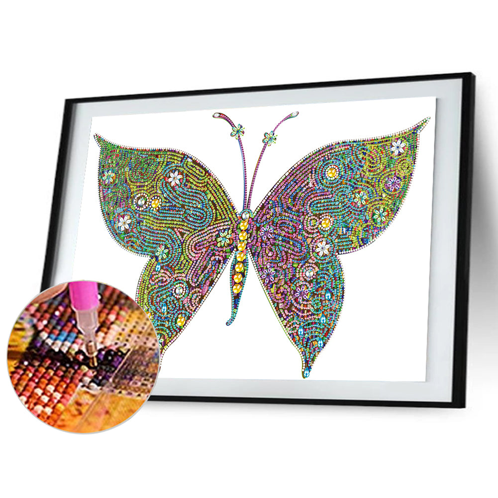 Colorful Butterfly - Special Shaped Drill Diamond Painting 55*40CM