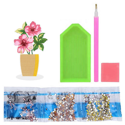 DIY Point Drilling Ornament Handmade Acrylic Mosaic Diamond Art Flower Kids Gift