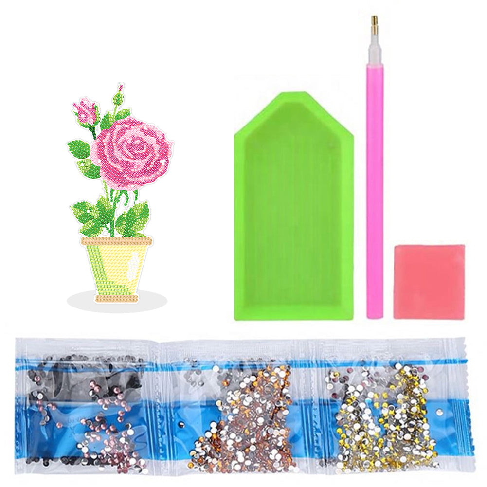 DIY Point Drilling Ornament Handmade Acrylic Mosaic Diamond Art Flower Kids Gift