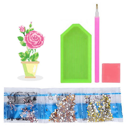 DIY Point Drilling Ornament Handmade Acrylic Mosaic Diamond Art Flower Kids Gift