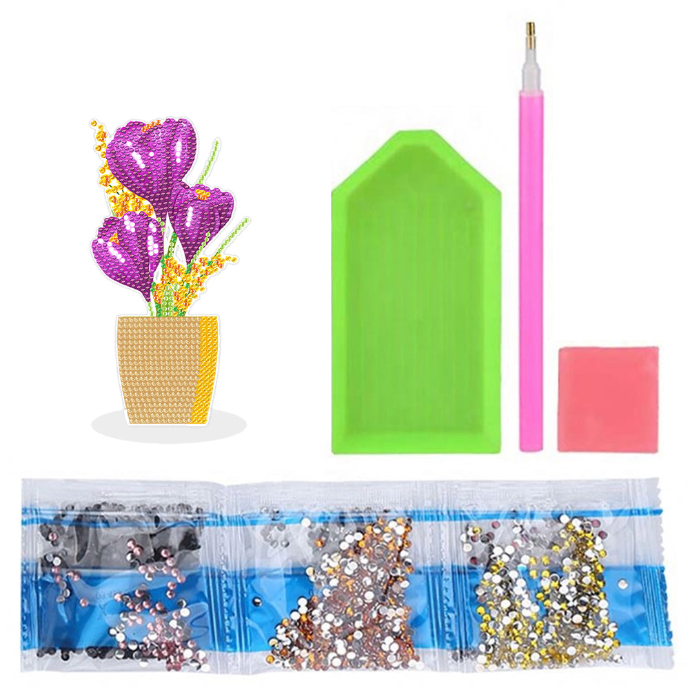 DIY Point Drilling Ornament Handmade Acrylic Mosaic Diamond Art Flower Kids Gift