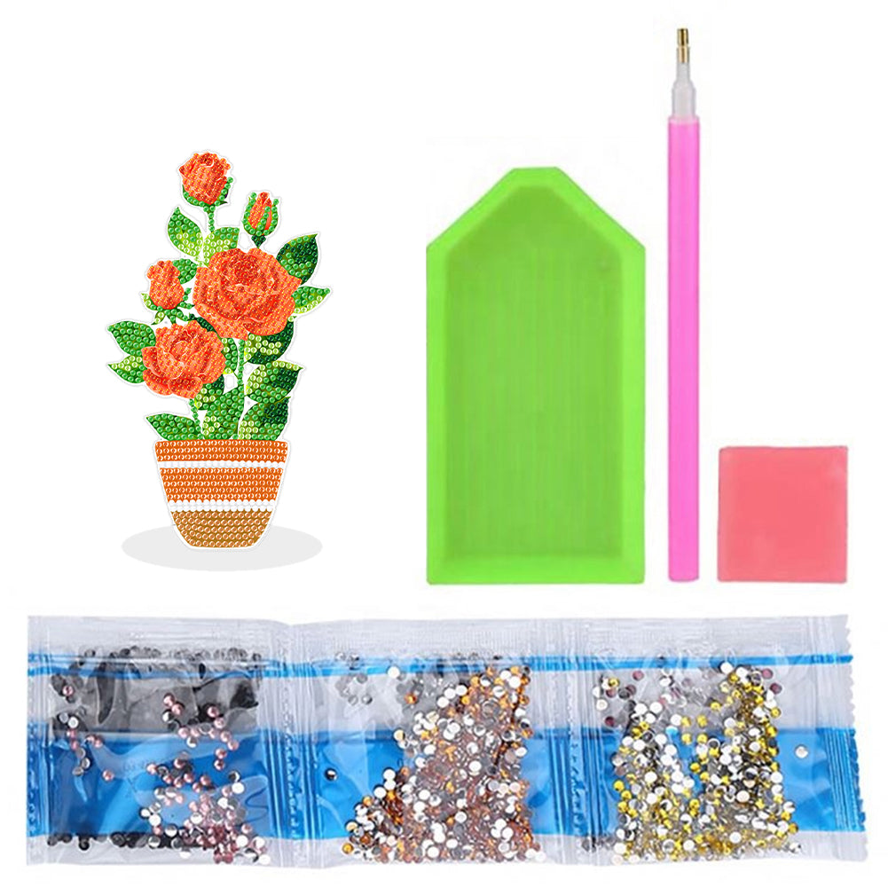 DIY Point Drilling Ornament Handmade Acrylic Mosaic Diamond Art Flower Kids Gift