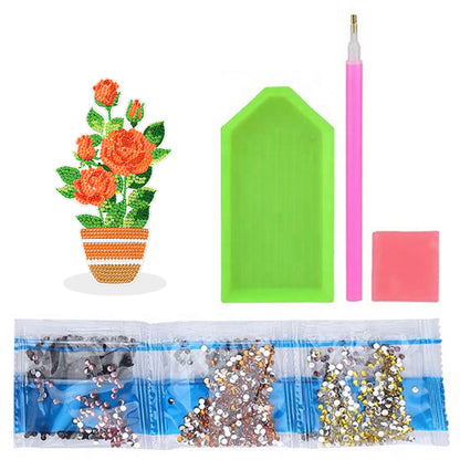 DIY Point Drilling Ornament Handmade Acrylic Mosaic Diamond Art Flower Kids Gift