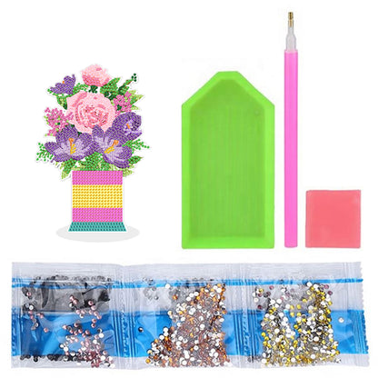 DIY Point Drilling Ornament Handmade Acrylic Mosaic Diamond Art Flower Kids Gift