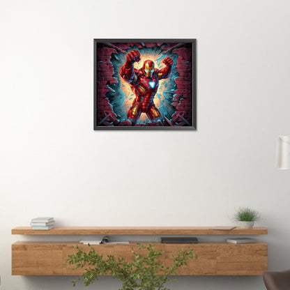 Iron Man Breaking Through The Wall - Full Round Drill Diamond Painting 40*35CM