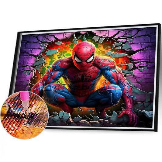 Spider Man Breaking Through The Wall - Full Round Drill Diamond Painting 40*35CM