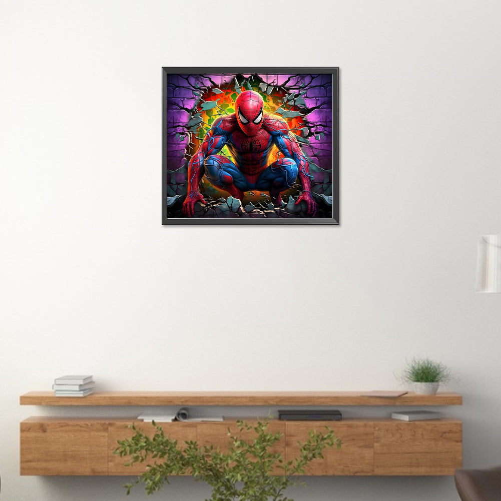 Spider Man Breaking Through The Wall - Full Round Drill Diamond Painting 40*35CM