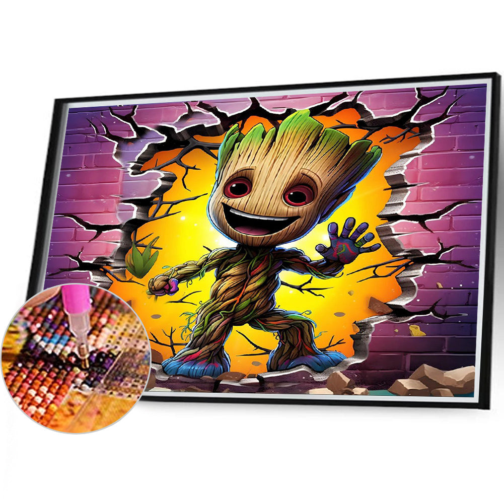Groot Through The Wall - Full Round Drill Diamond Painting 40*35CM