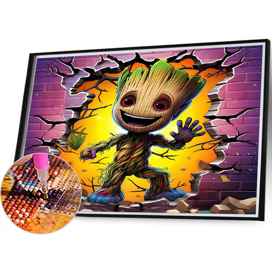 Groot Through The Wall - Full Round Drill Diamond Painting 40*35CM