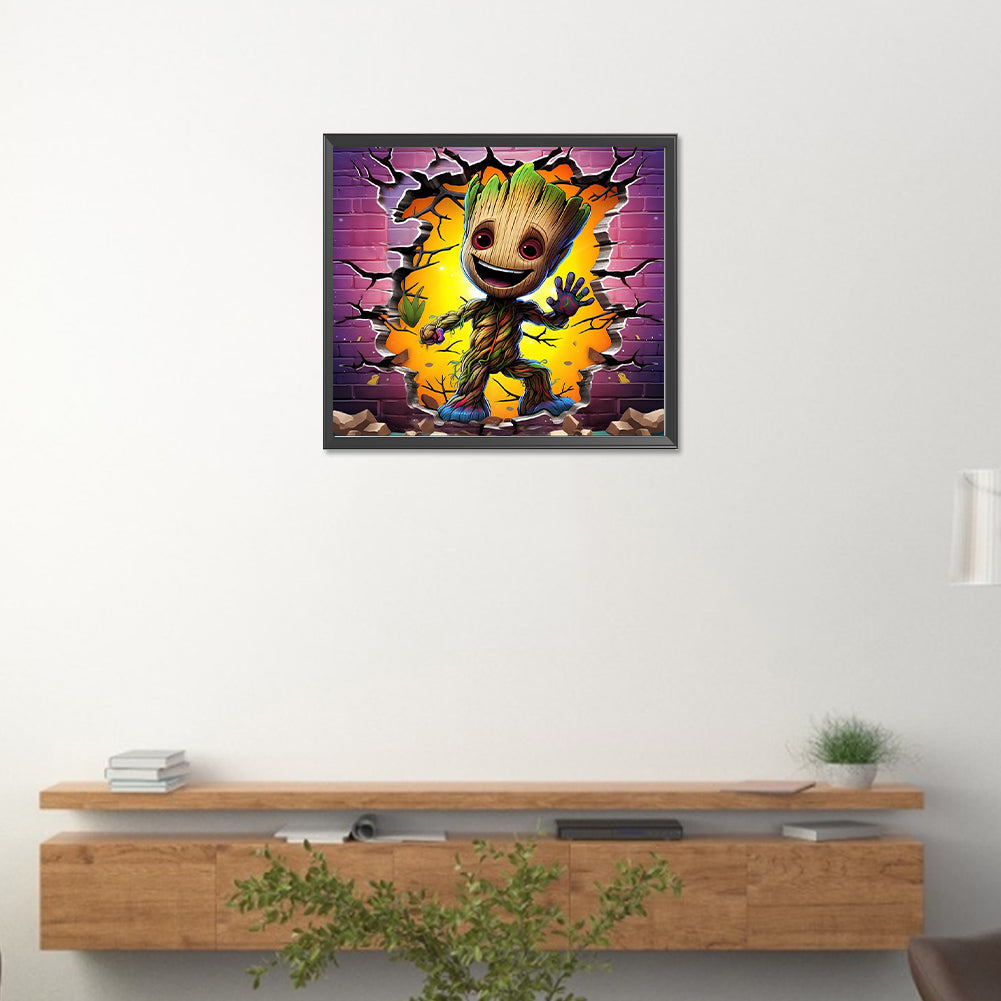Groot Through The Wall - Full Round Drill Diamond Painting 40*35CM
