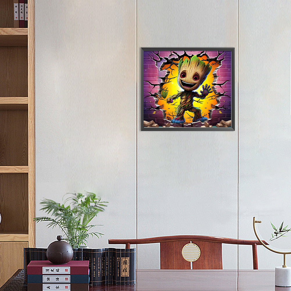 Groot Through The Wall - Full Round Drill Diamond Painting 40*35CM