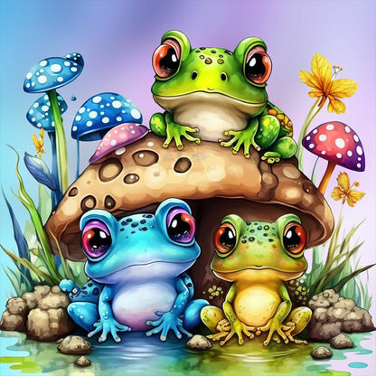 Three Little Frogs - Full Round Drill Diamond Painting 30*30CM