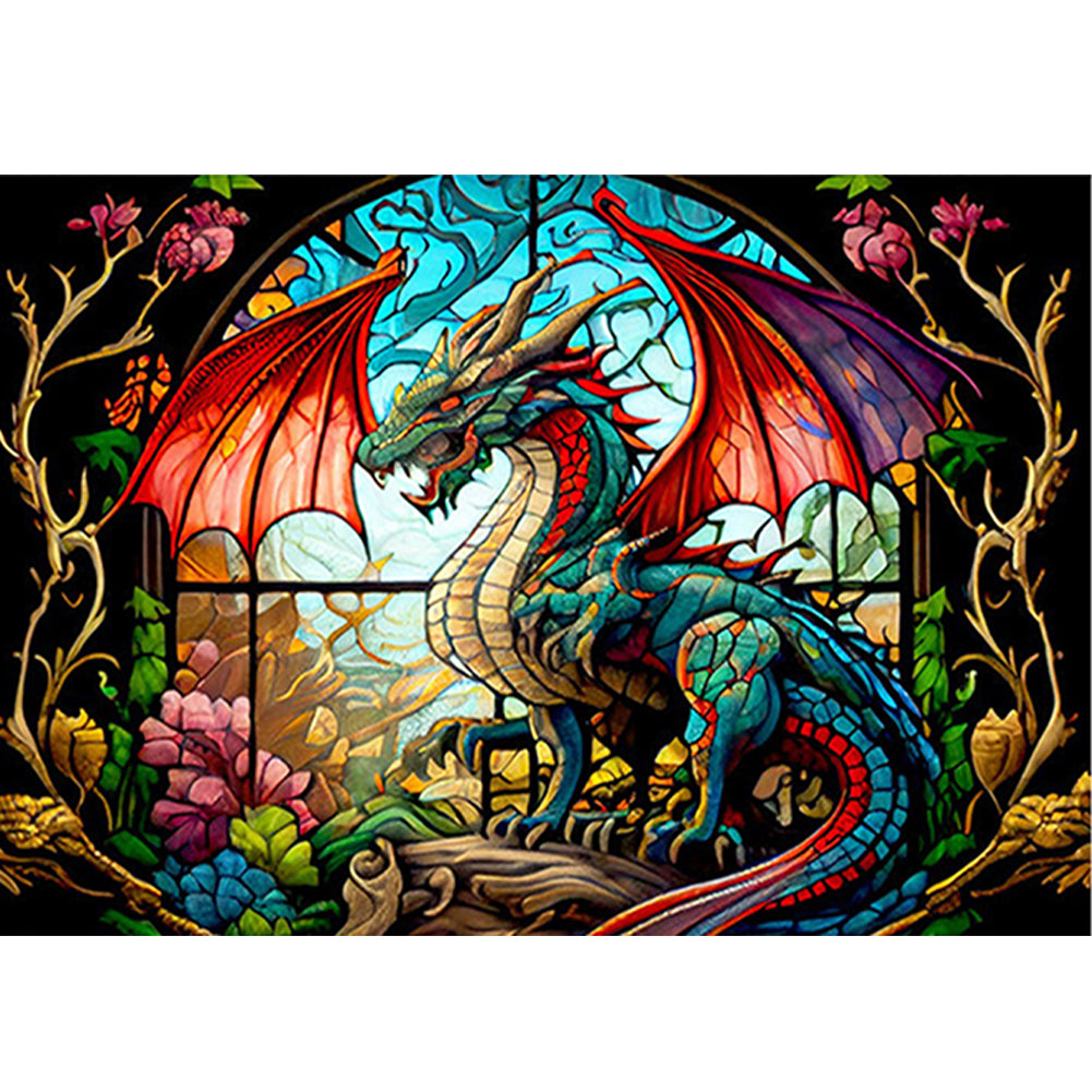 Glass Painting-Pterosaur - 11CT Counted Cross Stitch 60*45CM