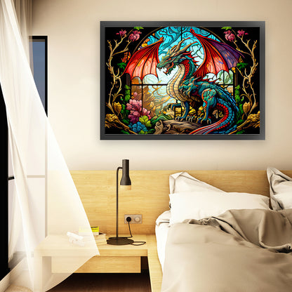 Glass Painting-Pterosaur - 11CT Counted Cross Stitch 60*45CM