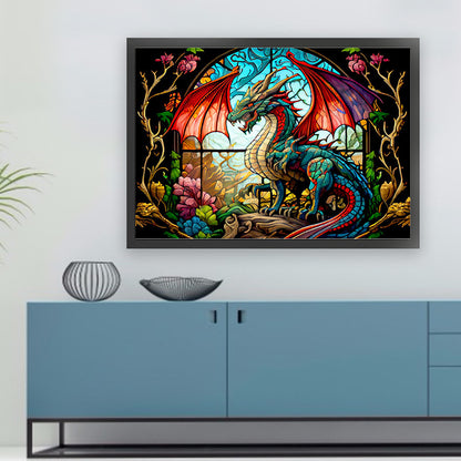 Glass Painting-Pterosaur - 11CT Counted Cross Stitch 60*45CM