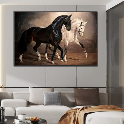 Black Horse White Horse - Full Square Drill Diamond Painting 70*45CM