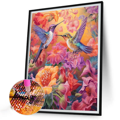 Bird Holding Flower - AB Round Drill Diamond Painting 40*50CM