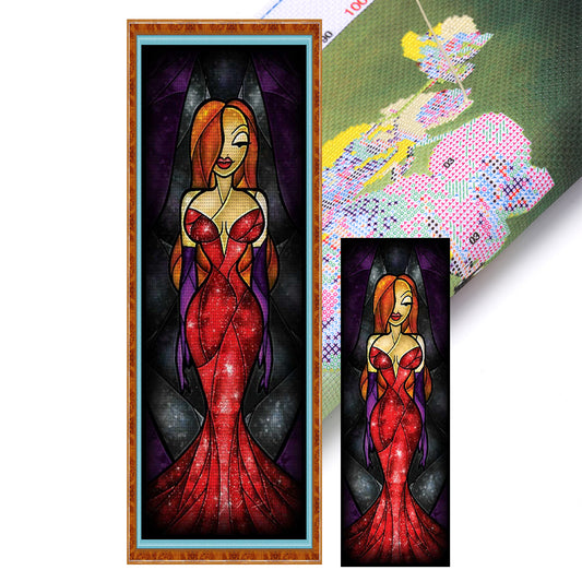 Glass Painting-Jessica Rabbit - 11CT Stamped Cross Stitch 30*83CM