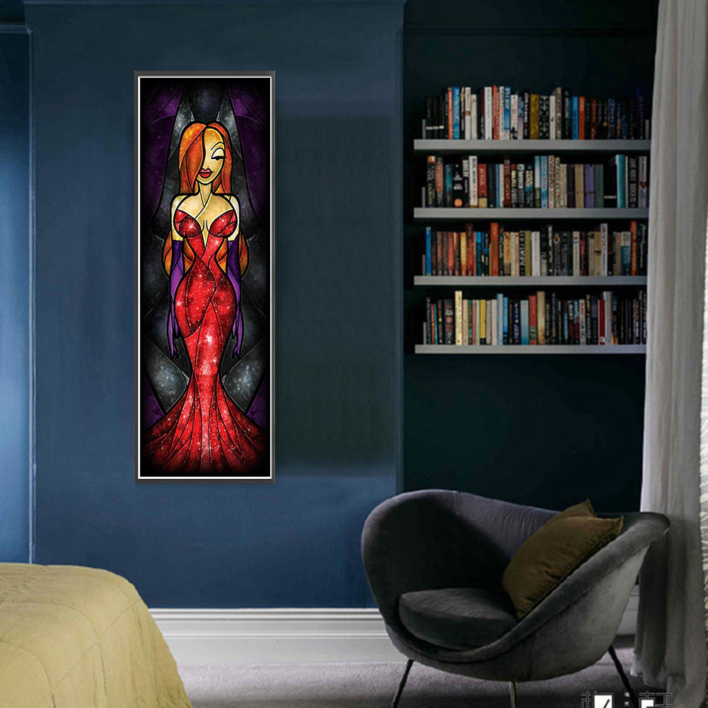 Glass Painting-Jessica Rabbit - 11CT Stamped Cross Stitch 30*83CM