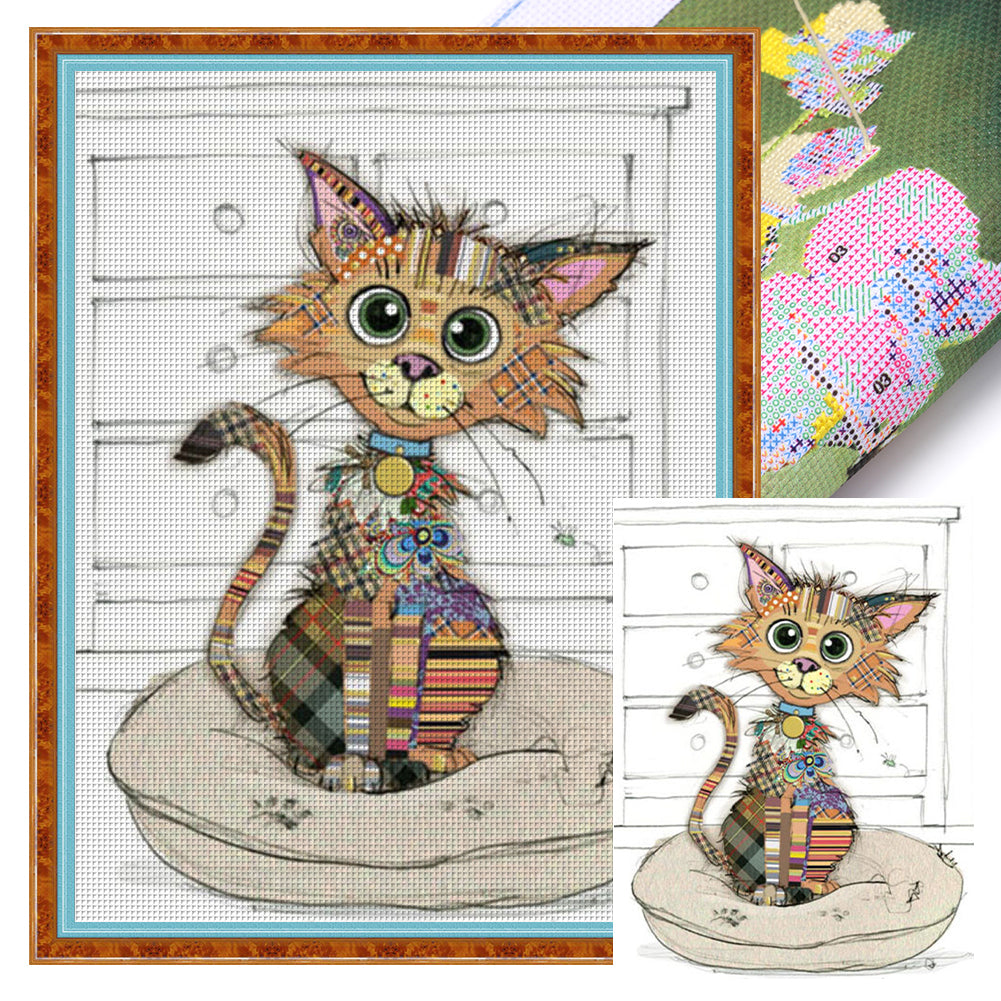 Cartoon Cat - 11CT Stamped Cross Stitch 40*53CM