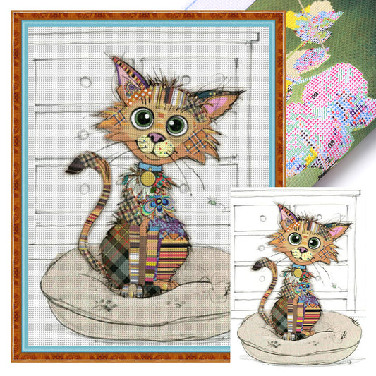 Cartoon Cat - 11CT Stamped Cross Stitch 40*53CM