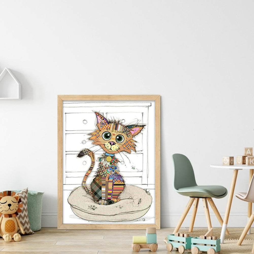 Cartoon Cat - 11CT Stamped Cross Stitch 40*53CM