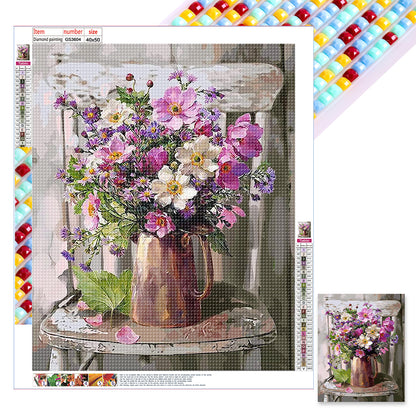 Bouquet On Chair - Full Square Drill Diamond Painting 40*50CM