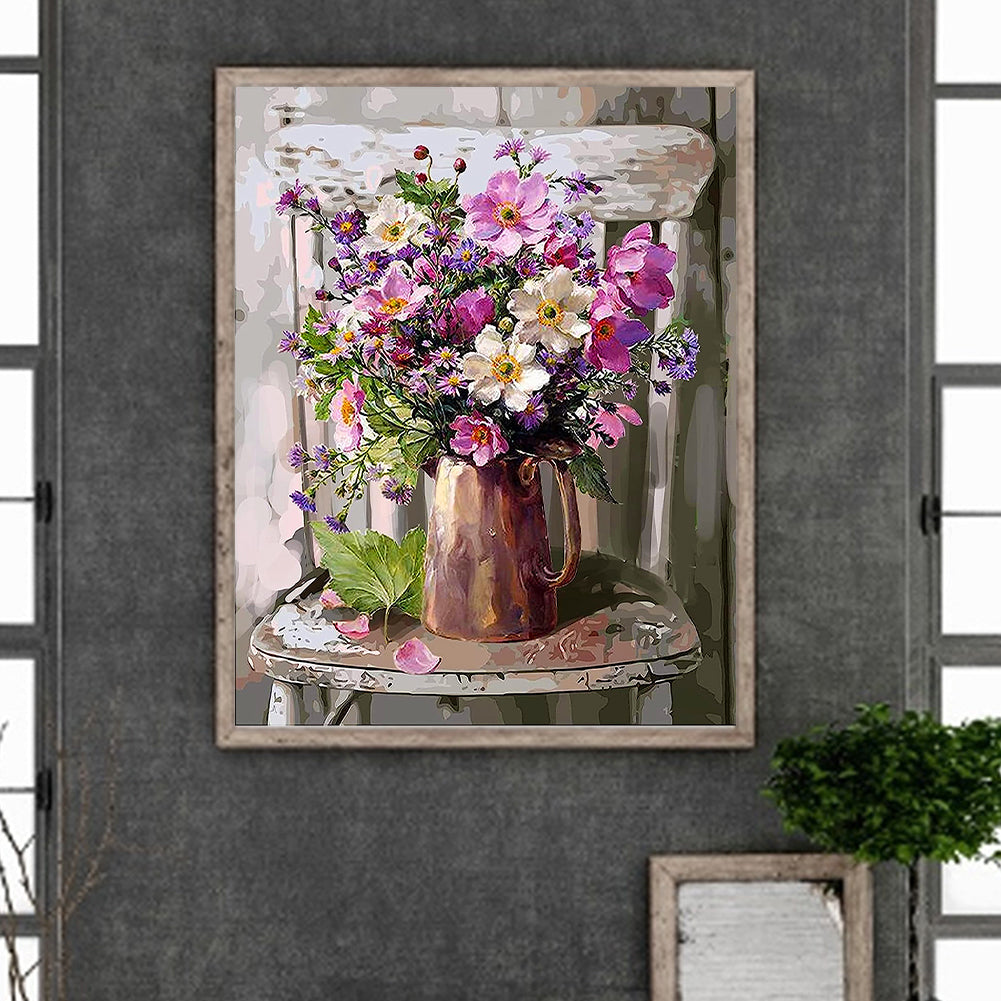 Bouquet On Chair - Full Square Drill Diamond Painting 40*50CM