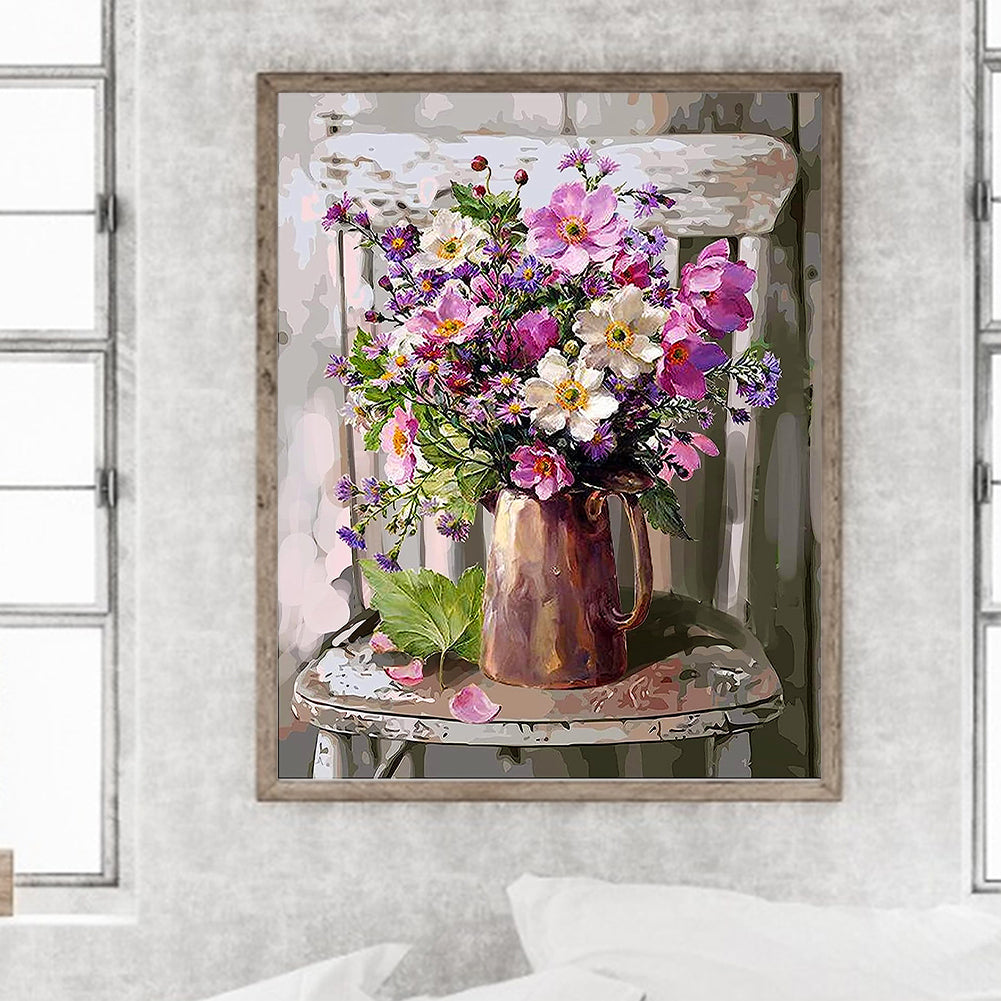 Bouquet On Chair - Full Square Drill Diamond Painting 40*50CM