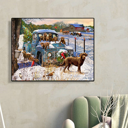 Classic Car And Dog - Full Square Drill Diamond Painting 50*40CM