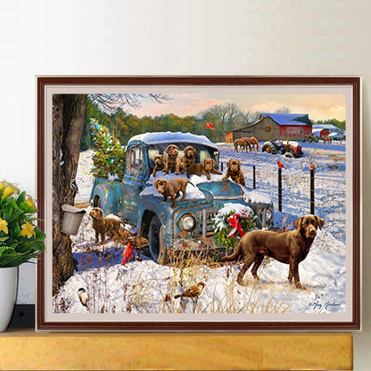 Classic Car And Dog - Full Square Drill Diamond Painting 50*40CM