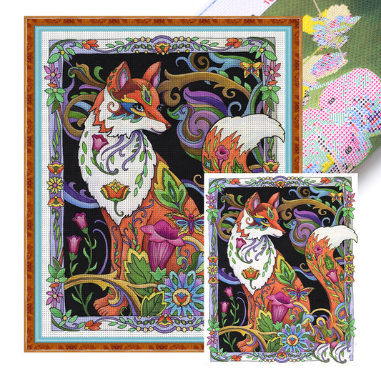 Fox And Flowers - 11CT Stamped Cross Stitch 50*60CM