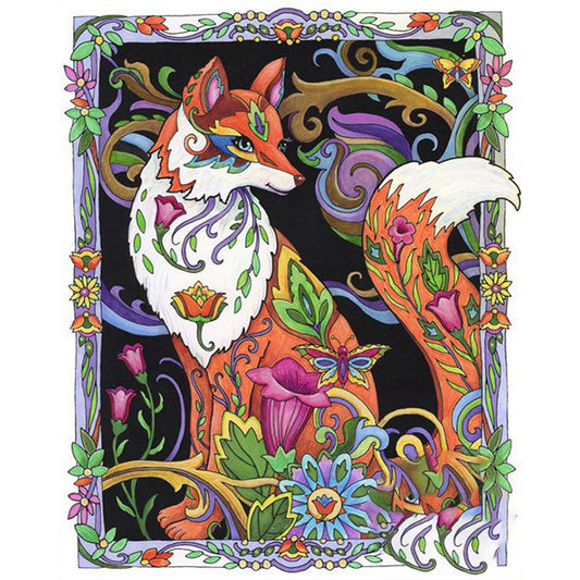 Fox And Flowers - 11CT Stamped Cross Stitch 50*60CM