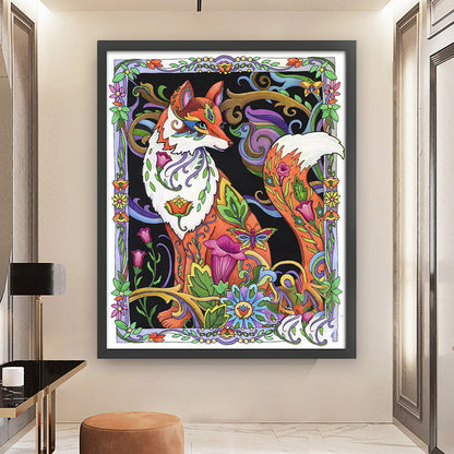 Fox And Flowers - 11CT Stamped Cross Stitch 50*60CM