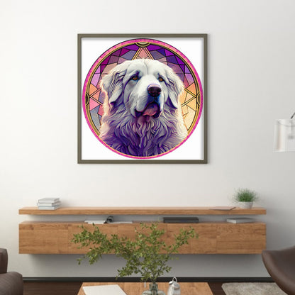 Glass Painting-Great Pyrenees - 11CT Stamped Cross Stitch 40*40CM