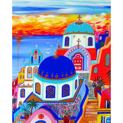 Santorini - 11CT Stamped Cross Stitch 40*50CM