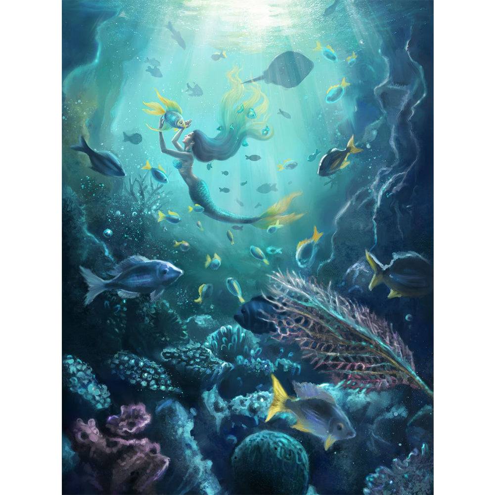 Underwater World Mermaid - 11CT Stamped Cross Stitch 40*55CM