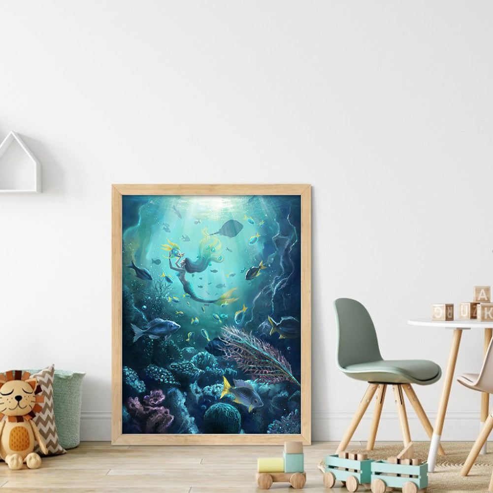 Underwater World Mermaid - 11CT Stamped Cross Stitch 40*55CM