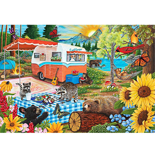 Camping Food Truck - 11CT Stamped Cross Stitch 60*45CM