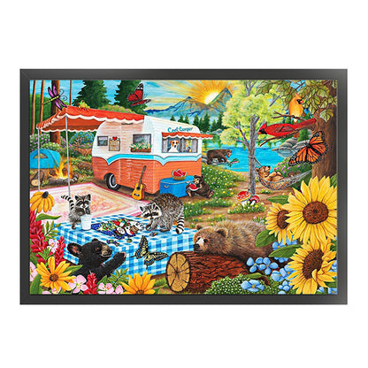 Camping Food Truck - 11CT Stamped Cross Stitch 60*45CM