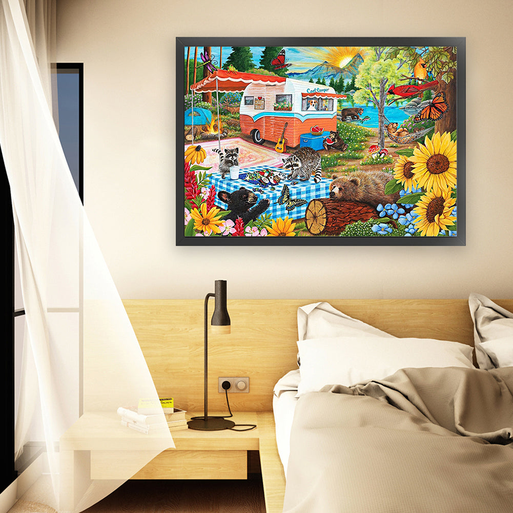 Camping Food Truck - 11CT Stamped Cross Stitch 60*45CM