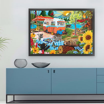 Camping Food Truck - 11CT Stamped Cross Stitch 60*45CM