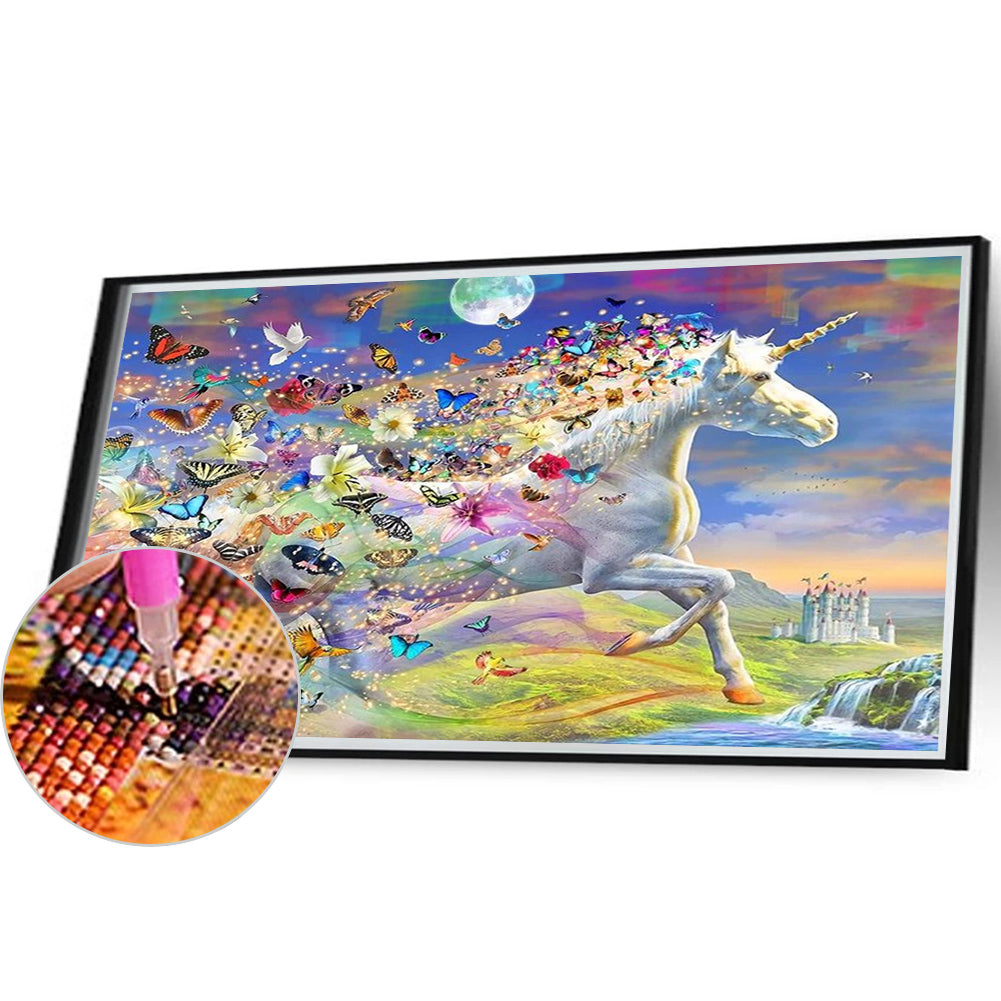 Butterfly Horse - AB Round Drill Diamond Painting 40*55CM