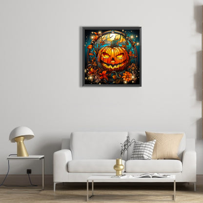 Halloween Funny Pumpkin Glass Painting - Full Round Drill Diamond Painting 30*30CM