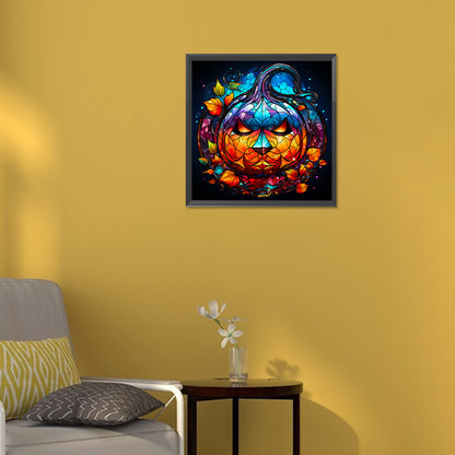 Halloween Funny Pumpkin Glass Painting - Full Round Drill Diamond Painting 30*30CM