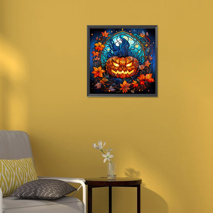 Halloween Funny Pumpkin Glass Painting - Full Round Drill Diamond Painting 30*30CM