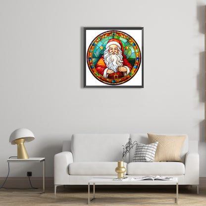 Christmas Santa Glass Painting - Full Round Drill Diamond Painting 30*30CM