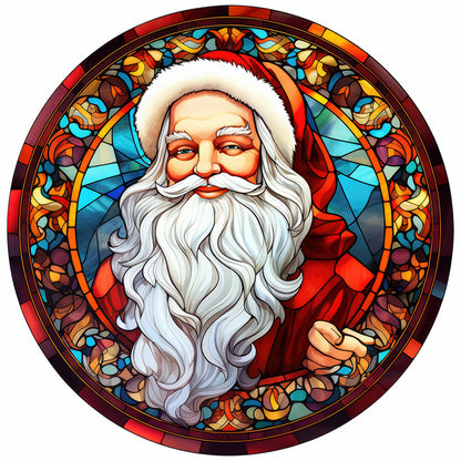 Christmas Santa Glass Painting - Full Round Drill Diamond Painting 30*30CM