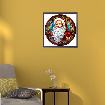 Christmas Santa Glass Painting - Full Round Drill Diamond Painting 30*30CM