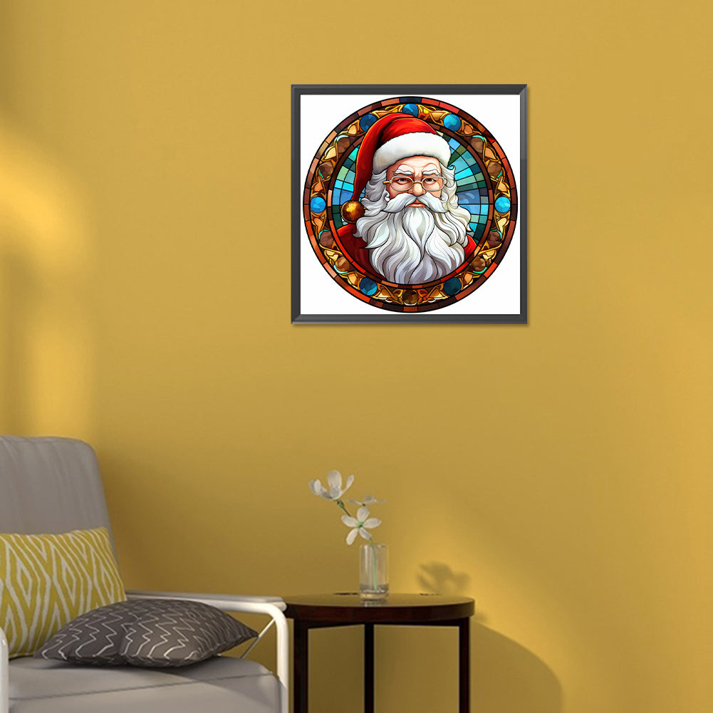 Christmas Santa Glass Painting - Full Round Drill Diamond Painting 30*30CM